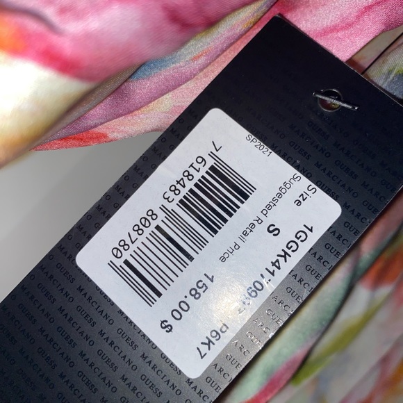 Guess By Marciano Floral Off the Shoulder Dress, Size S, Pink Multicolor - Picture 6 of 6